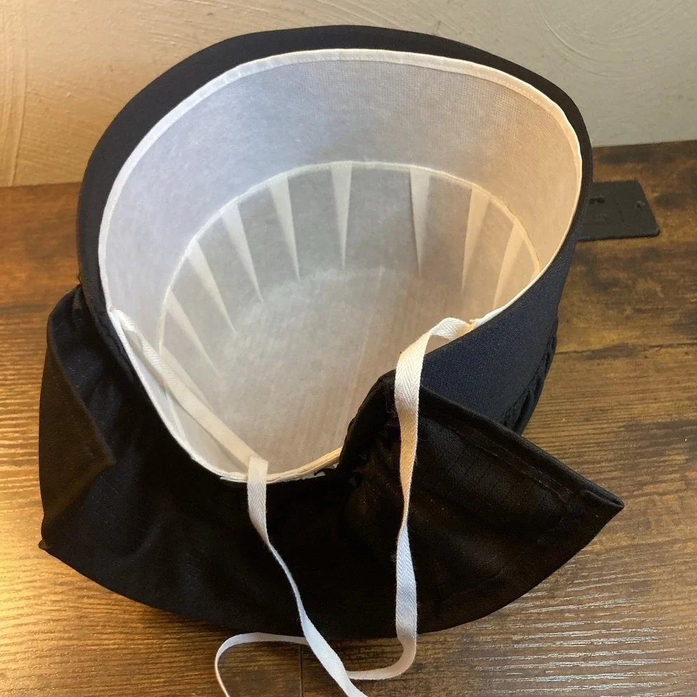Amish Mennonite Prayer Bonnet Black Handmade Costume Hood‎ Handmaid's Tale Hat